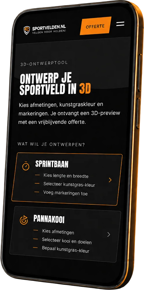 De 3D-ontwerptool op een telefoon: kies een sprintbaan of een pannakooi