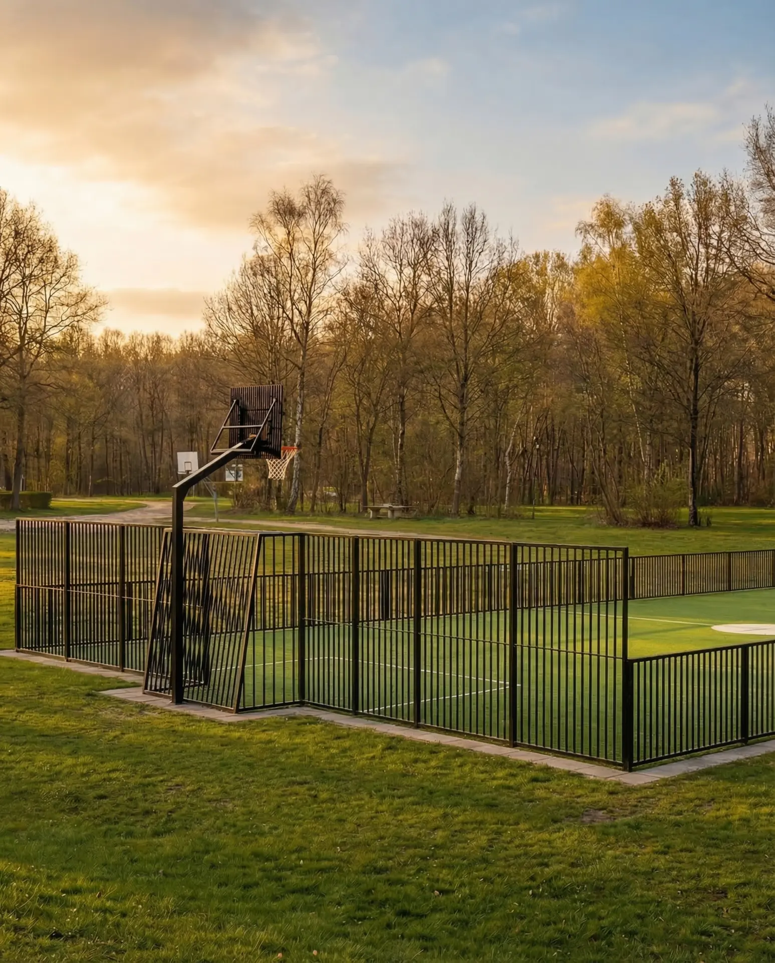 Oplossingen Pannakooi en basketbalveld in groene buitenruimte voor scholen en recreatie